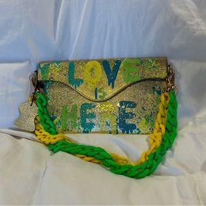 Anca Barbu gold leather painted envelope bag